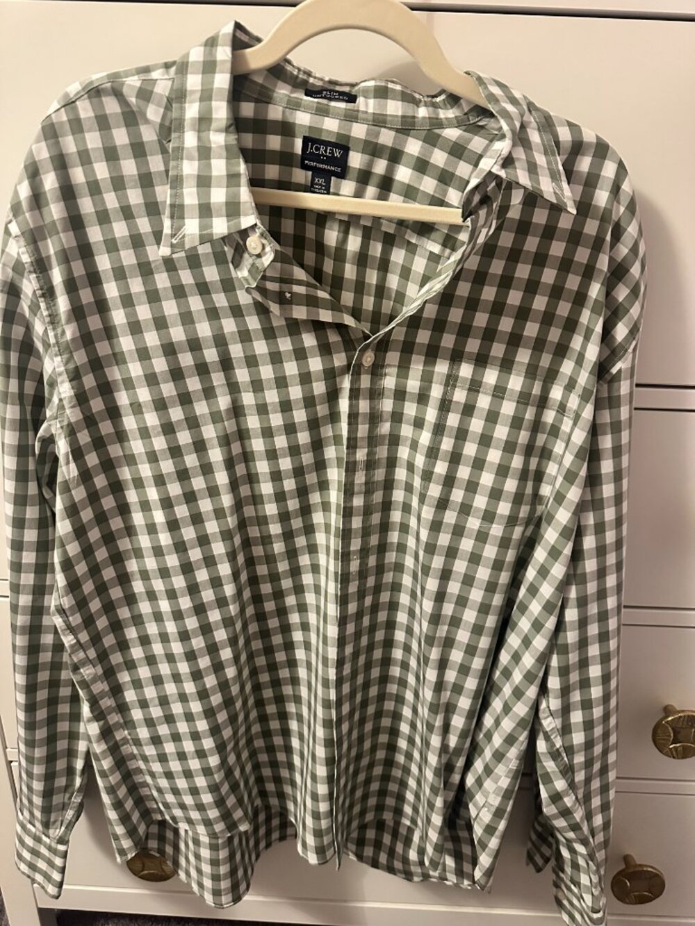 J.Crew men's slim-fit untucked button-down, khaki plaid xxl